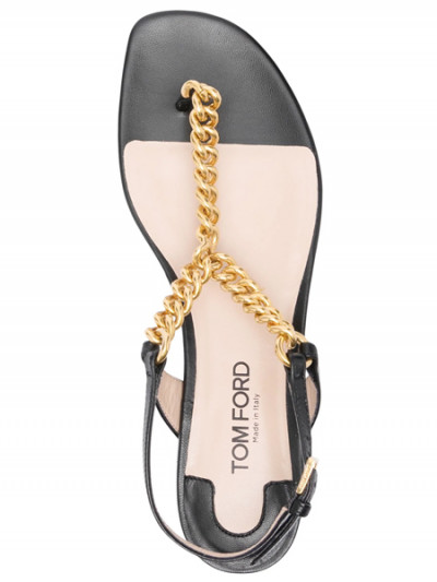 50% off on Tom Ford leather sandals with gold chain with Farfetch Sale