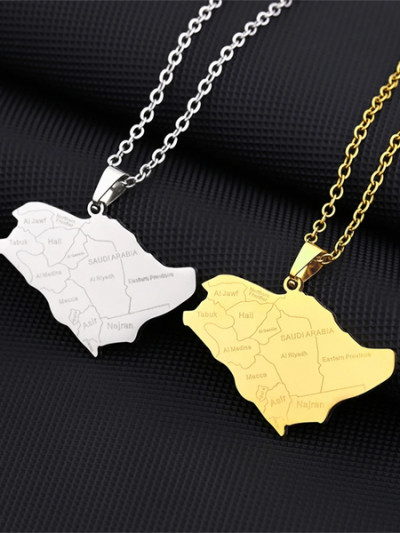 52% OFF on Gold chain map of Saudi Arabia with city names from Aliexpress