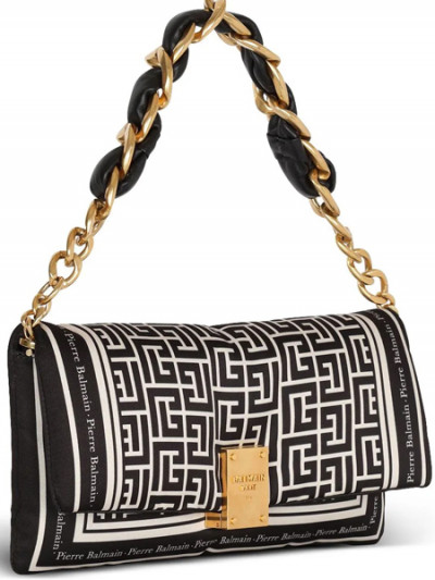 Balmain soft clutch bag with 1945 monogram print and 35% OFF