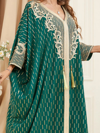 Luxurious green abaya embroidered with gold - 66% OFF - AliExpress Ramadan Sale