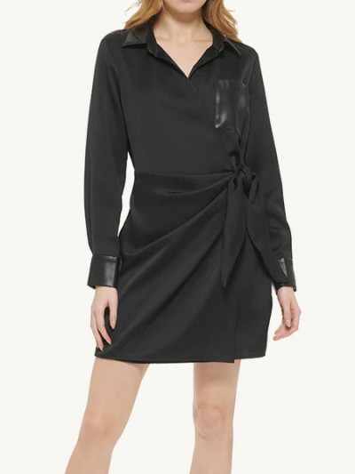 DKNY Long Sleeve mix media wrap dress - 75% OFF - DKNY Coupon